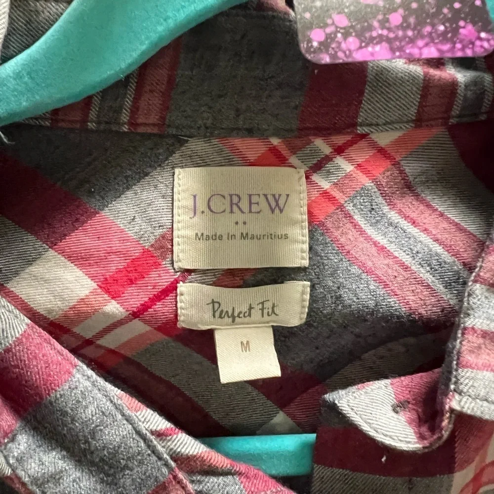 J. Crew Red and Gray Plaid Casual ShirtEUC #MO209